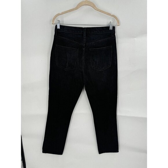 Pistola Jean Women 26 Black Wash Denim Straight Leg Blowout Knee Jean Button Fly - Picture 2 of 7